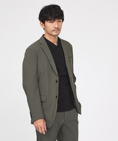 ABAHOUSE GRAY(アバハウスグレイ)の「【接触冷感/セットアップ対応】ナイロンジャガード ストレッチ シングルジャケット(テーラードジャケット・メンズ・ブラック/ネイビー/カーキ・48/50/44/46)」の3枚目の写真