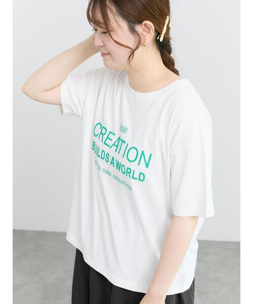Samansa Mos2(サマンサ モスモス)の「【接触冷感】刺繍ロゴTシャツ(Tシャツ/カットソー・レディース・ブルー/ブラック/オフホワイト・F)」の5枚目の写真