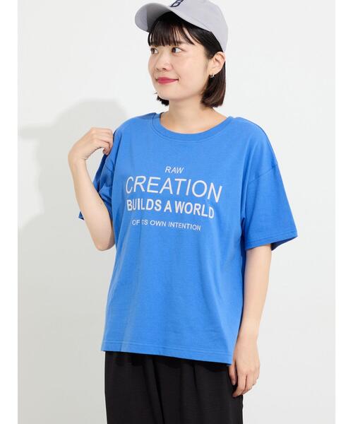Samansa Mos2(サマンサ モスモス)の「【接触冷感】刺繍ロゴTシャツ(Tシャツ/カットソー・レディース・ブルー/ブラック/オフホワイト・F)」の10枚目の写真