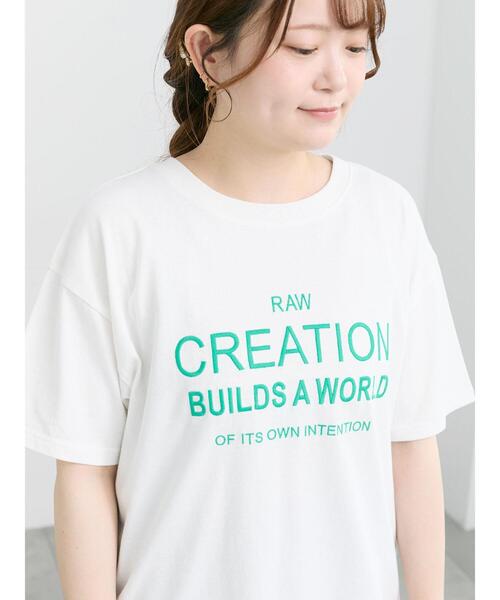 Samansa Mos2(サマンサ モスモス)の「【接触冷感】刺繍ロゴTシャツ(Tシャツ/カットソー・レディース・ブルー/ブラック/オフホワイト・F)」の19枚目の写真