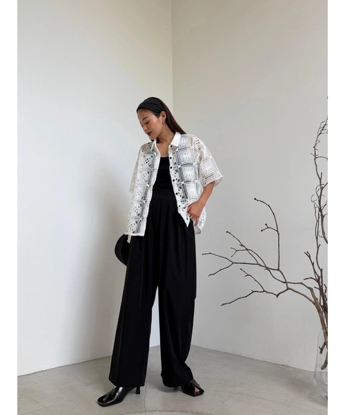 TRUNC(トランクエイティーエイト)の「Ice Touch Wide Straight Pants(その他パンツ・レディース・ベージュ/ブラック・FREE)」の13枚目の写真