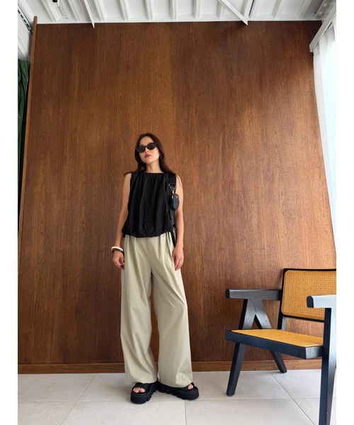 TRUNC(トランクエイティーエイト)の「Ice Touch Wide Straight Pants(その他パンツ・レディース・ベージュ/ブラック・FREE)」の21枚目の写真