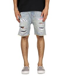 インディゴパッチデニムショートパンツ