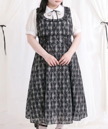 ヨークフリルセットアップ風ドッキング半袖ワンピース【4Lー6L】