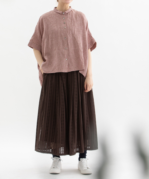 nop de nod（ノップドゥノッド）の「Cielリネンギンガムシャツ（シャツ/ブラウス・レディース・ブラウン/レッド/ピンク・M）」の11枚目の写真