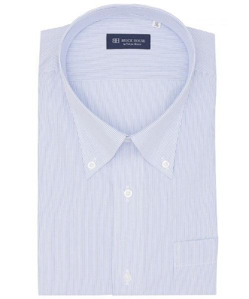 TOKYO SHIRTS(トウキョウシャツ)の「形態安定ノンアイロン ボタンダウン 半袖ビジネスワイシャツ(大きいサイズ)(ビジネスシャツ・メンズ・サックスブルー・首回り45cm/首回り47cm)」の1枚目の写真
