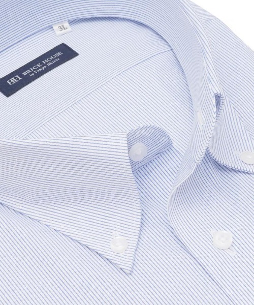 TOKYO SHIRTS(トウキョウシャツ)の「形態安定ノンアイロン ボタンダウン 半袖ビジネスワイシャツ(大きいサイズ)(ビジネスシャツ・メンズ・サックスブルー・首回り45cm/首回り47cm)」の2枚目の写真