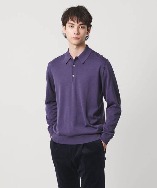 UNITED ARROWS ハイゲージニットポロ　ブルーグレー ハイゲージ ニット ポロシャツ（ポロシャツ）｜UNITED ARROWS