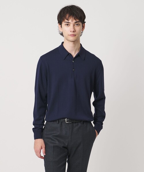 UNITED ARROWS(ユナイテッドアローズ)の「ハイゲージ ニット ポロシャツ(ポロシャツ・メンズ・ネイビー/チャコールグレー・MEDIUM/SMALL/LARGE)」の1枚目の写真