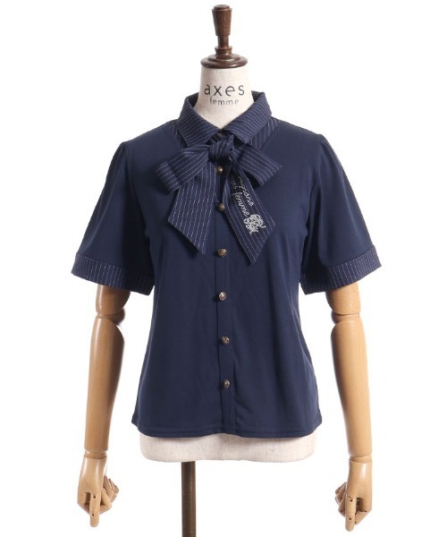 axes femme(アクシーズファム)の「レイヤード風リボン付トップス(Tシャツ/カットソー・レディース・ネイビー/ブラウン/ブラック・FREE)」の15枚目の写真