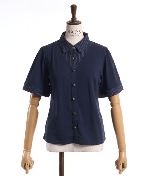 axes femme(アクシーズファム)の「レイヤード風リボン付トップス(Tシャツ/カットソー・レディース・ネイビー/ブラウン/ブラック・FREE)」の20枚目の写真