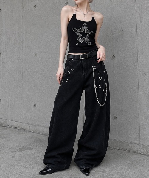 SHIBUYA Zy.(シブヤジー)の「Cold Halo ハトメチェーンワイドパンツ(その他パンツ・メンズ・ブラック・L/M/S)」の3枚目の写真