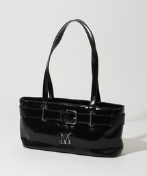 【MUCENT/ムセント】SENTIC METAL LOGO FRONT BELTED LEATHER SHOULDER BAG UNISEX/センティック メタル ロゴ フロント ベルテッド レザー ショルダーバッグ ユニセックス