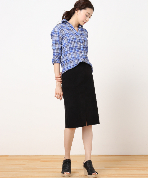 Spick & Span（スピックアンドスパン）の「ヘリンボンサッカーチェックシャツ◆（シャツ/ブラウス・レディース・オレンジ/ピンク/ブルー・FREE）」の22枚目の写真