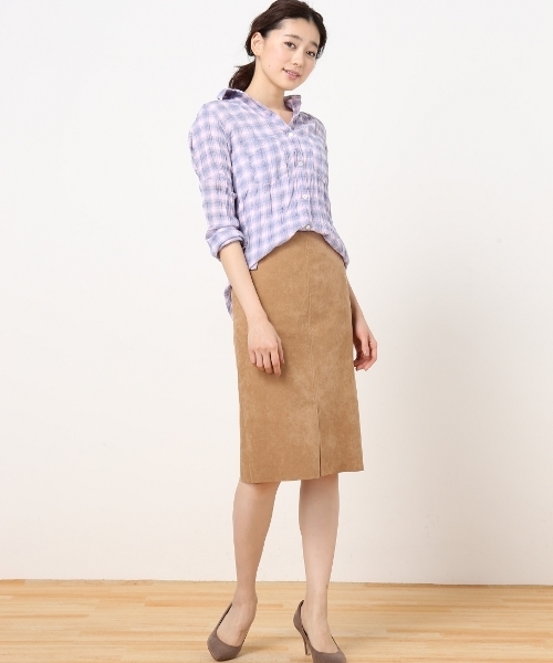 Spick & Span（スピックアンドスパン）の「ヘリンボンサッカーチェックシャツ◆（シャツ/ブラウス・レディース・オレンジ/ピンク/ブルー・FREE）」の11枚目の写真