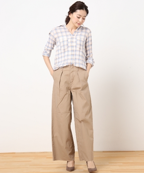 Spick & Span（スピックアンドスパン）の「ヘリンボンサッカーチェックシャツ◆（シャツ/ブラウス・レディース・オレンジ/ピンク/ブルー・FREE）」の12枚目の写真