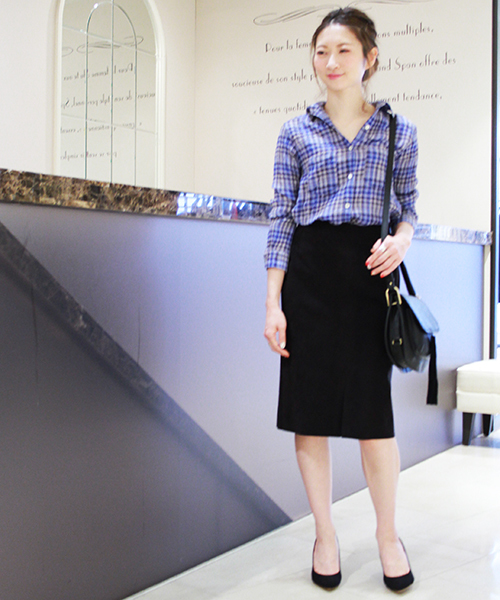 Spick & Span（スピックアンドスパン）の「ヘリンボンサッカーチェックシャツ◆（シャツ/ブラウス・レディース・オレンジ/ピンク/ブルー・FREE）」の16枚目の写真