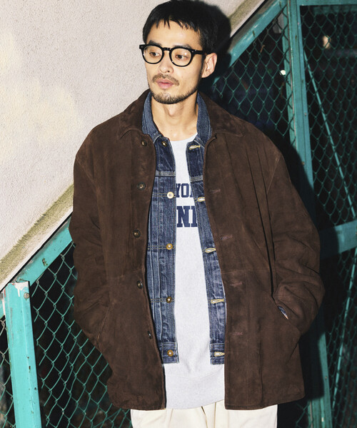FREAK'S STORE（フリークスストア）の「ゴートレザー スエード　カーコート/ハーフコート（ブルゾン・メンズ・ブラウン/ブラック・SMALL/LARGE/MEDIUM）」の16枚目の写真