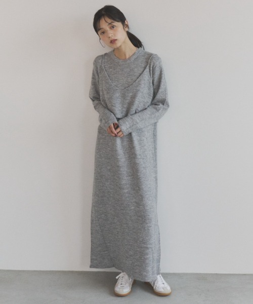 ELNEsoi(エルネソワ)の「メランジニットビスチェ付きワンピース(ワンピース・レディース・チャコールグレー/グレー・FREE)」の13枚目の写真