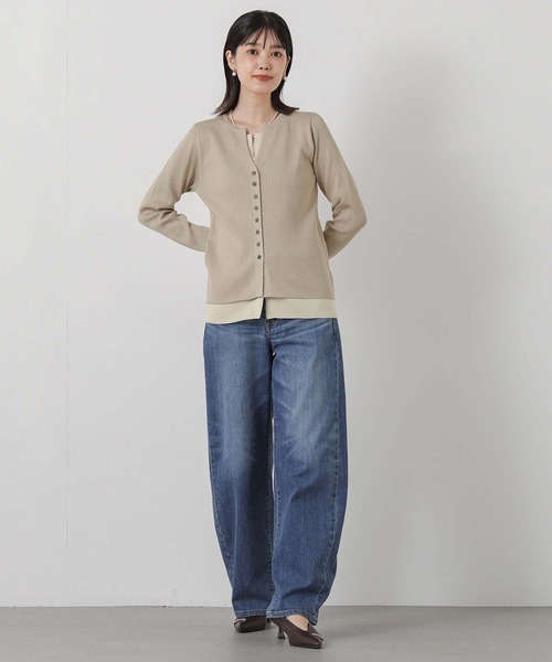 Gready Brilliant（グレディブリリアン）の「レイヤードＶネックカーディガン（カーディガン/ボレロ・レディース・ベージュ/グレー・FREE）」の6枚目の写真