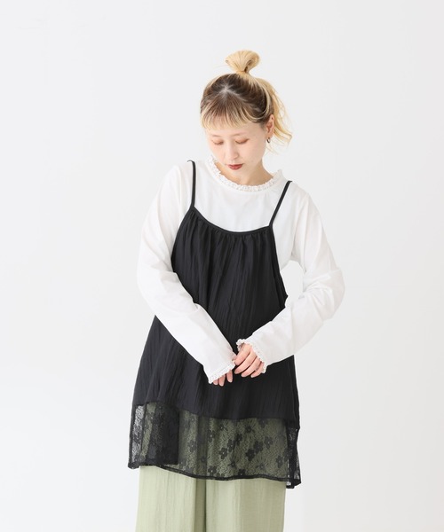 HEART MARKET(ハートマーケット)の「裾レースキャミチュニック(チュニック・レディース・ブラウン/グレイッシュベージュ/ナチュラル/ブラック・FREE)」の1枚目の写真