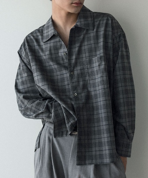 DONOBAN(ドノバン)の「【ELME】Relaxed Plaid Shirt / 2カラー(シャツ/ブラウス・レディース・グレー/ベージュ・M)」の2枚目の写真