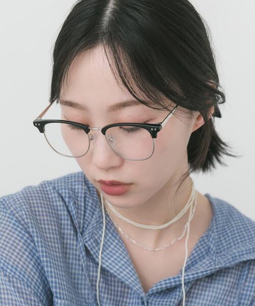 SMELLY(スメリー)の「サーモントブローダテメガネ(メガネ・レディース・カーキ/ブラック・-)」の4枚目の写真