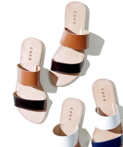 coen（コーエン）の「《LEE5月号掲載》レザー2ストラップサンダル（サンダル・レディース・ブラック/ダークブラウン/ネイビー・SMALL/LARGE/MEDIUM）」の2枚目の写真