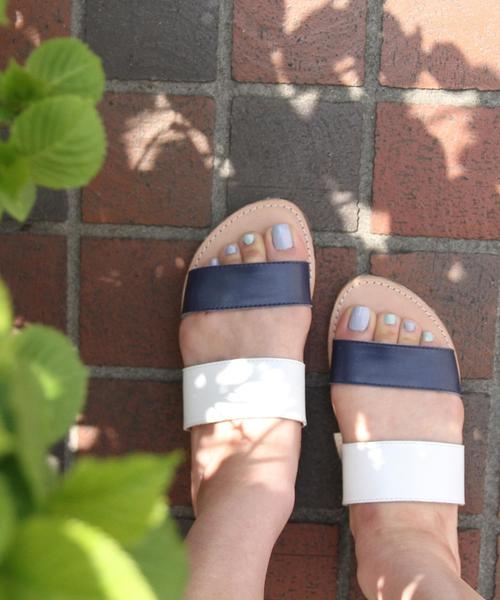 coen（コーエン）の「《LEE5月号掲載》レザー2ストラップサンダル（サンダル・レディース・ブラック/ダークブラウン/ネイビー・SMALL/LARGE/MEDIUM）」の3枚目の写真