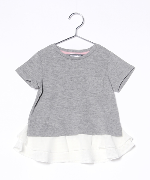 GLOBAL WORK(グローバルワーク)の「【キッズ】スソフェイクレイヤーTシャツ半袖/723510(Tシャツ/カットソー・キッズ・ベージュ/ホワイト/グレー・MEDIUM/X-LARGE/LARGE/SMALL)」の1枚目の写真
