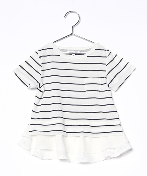 GLOBAL WORK(グローバルワーク)の「【キッズ】スソフェイクレイヤーTシャツ半袖/723510(Tシャツ/カットソー・キッズ・ベージュ/ホワイト/グレー・MEDIUM/X-LARGE/LARGE/SMALL)」の2枚目の写真