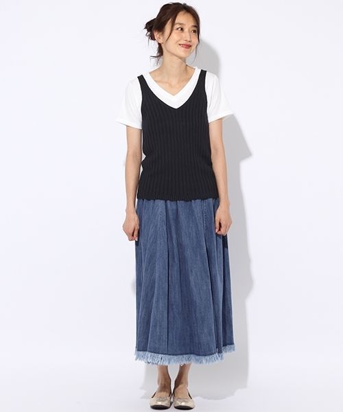 niko and...(ニコアンド)の「ワイドリブベスト【niko and ...】(ベスト・レディース・ネイビー/キャメル/アイボリー・LARGE/MEDIUM)」の16枚目の写真