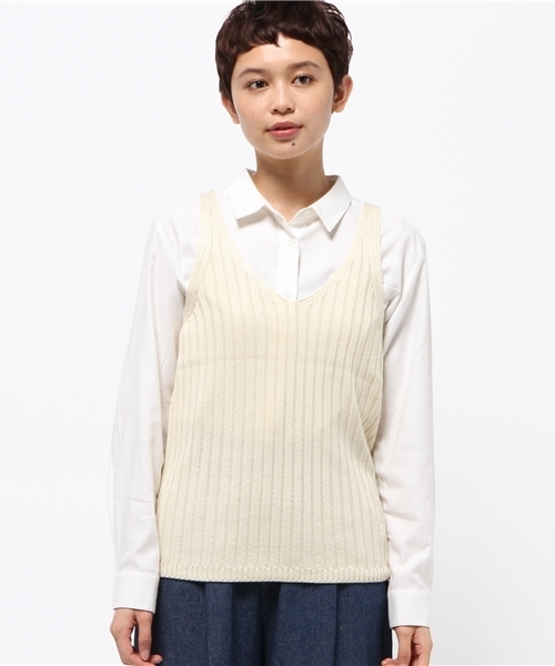 niko and...(ニコアンド)の「ワイドリブベスト【niko and ...】(ベスト・レディース・ネイビー/キャメル/アイボリー・LARGE/MEDIUM)」の4枚目の写真