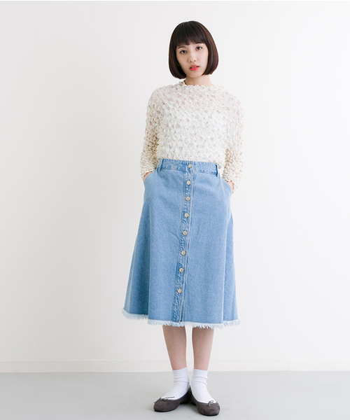 MERLOT（メルロー）の「お花柄シフォンポップコーンプルオーバー570-6527（その他トップス・レディース・ネイビー/アイボリー/ブラック・FREE）」の11枚目の写真