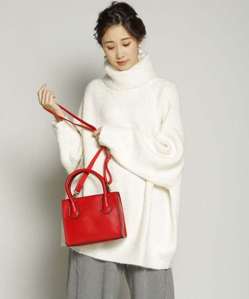 PLAIN CLOTHING（プレーンクロージング）の「モダン2wayショルダーバッグ（ショルダーバッグ・レディース・ライトグレー/ブラック/ベージュ/ネイビー/グレー/レッド/キャメル・FREE）」の7枚目の写真