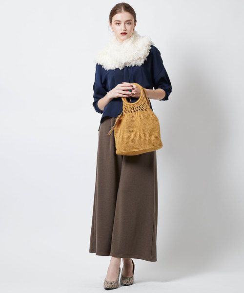 titivate(ティティベイト)の「クロシェニットトートバッグ(トートバッグ・レディース・ブラック/グレー/ネイビー/マスタード/ピンク・FREE)」の6枚目の写真