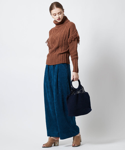 titivate(ティティベイト)の「クロシェニットトートバッグ(トートバッグ・レディース・ブラック/グレー/ネイビー/マスタード/ピンク・FREE)」の9枚目の写真