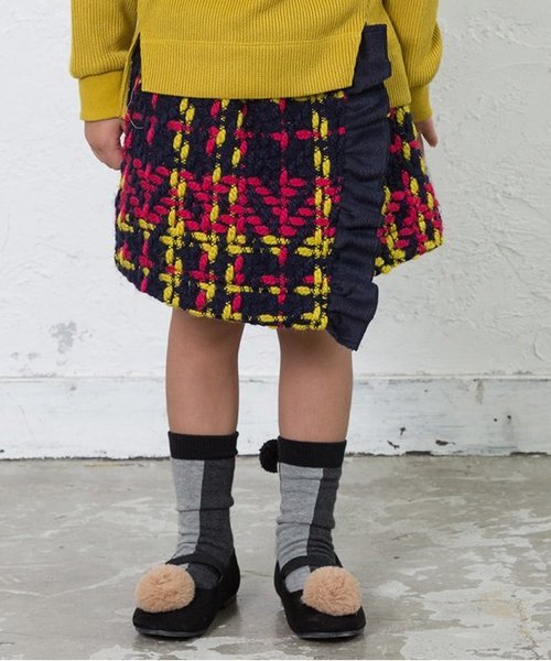 apres les cours(アプレレクール)の「ラップ風スカート(スカート・キッズ・ネイビー/サックスブルー・90/100/110/120/130/140)」の2枚目の写真