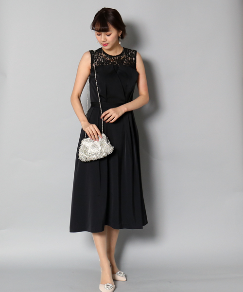 MARLENE JOBERT（マルレーヌ　ジョベル）の「ベアトップ風ワンピース（ドレス・レディース・ブラック/ベージュ/ネイビー・M/L/LL）」の2枚目の写真