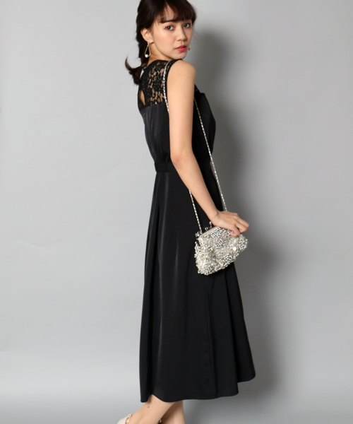 MARLENE JOBERT（マルレーヌ　ジョベル）の「ベアトップ風ワンピース（ドレス・レディース・ブラック/ベージュ/ネイビー・M/L/LL）」の7枚目の写真