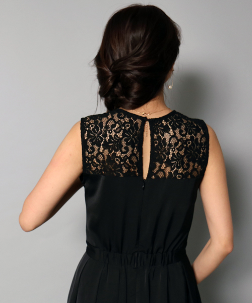 MARLENE JOBERT（マルレーヌ　ジョベル）の「ベアトップ風ワンピース（ドレス・レディース・ブラック/ベージュ/ネイビー・M/L/LL）」の4枚目の写真