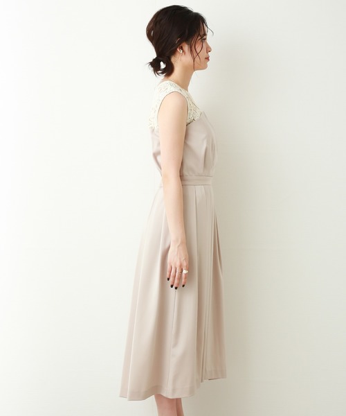 MARLENE JOBERT（マルレーヌ　ジョベル）の「ベアトップ風ワンピース（ドレス・レディース・ブラック/ベージュ/ネイビー・M/L/LL）」の15枚目の写真