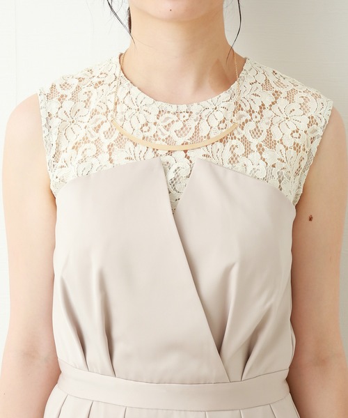 MARLENE JOBERT（マルレーヌ　ジョベル）の「ベアトップ風ワンピース（ドレス・レディース・ブラック/ベージュ/ネイビー・M/L/LL）」の14枚目の写真