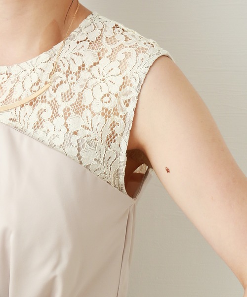 MARLENE JOBERT（マルレーヌ　ジョベル）の「ベアトップ風ワンピース（ドレス・レディース・ブラック/ベージュ/ネイビー・M/L/LL）」の12枚目の写真