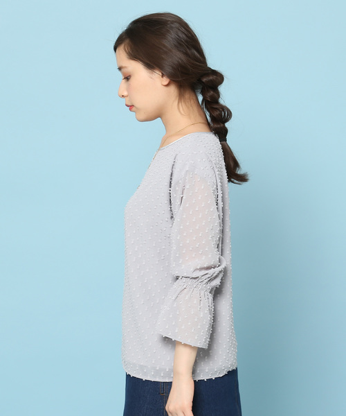 ROPE' PICNIC（ロペピクニック）の「【WEB限定】カットドビーキャンディスリーブブラウス（シャツ/ブラウス・レディース・オフホワイト/ライトグレー/イエロー・38）」の6枚目の写真