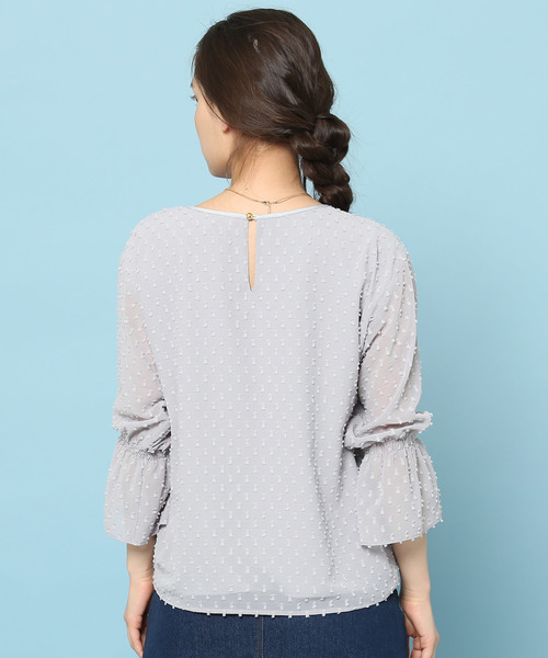 ROPE' PICNIC（ロペピクニック）の「【WEB限定】カットドビーキャンディスリーブブラウス（シャツ/ブラウス・レディース・オフホワイト/ライトグレー/イエロー・38）」の12枚目の写真