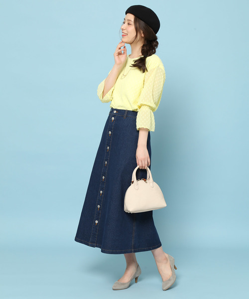 ROPE' PICNIC（ロペピクニック）の「【WEB限定】カットドビーキャンディスリーブブラウス（シャツ/ブラウス・レディース・オフホワイト/ライトグレー/イエロー・38）」の13枚目の写真