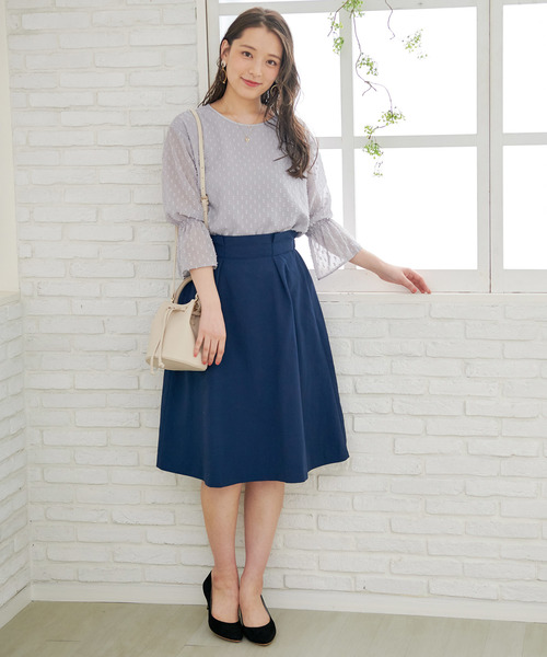 ROPE' PICNIC（ロペピクニック）の「【WEB限定】カットドビーキャンディスリーブブラウス（シャツ/ブラウス・レディース・オフホワイト/ライトグレー/イエロー・38）」の16枚目の写真