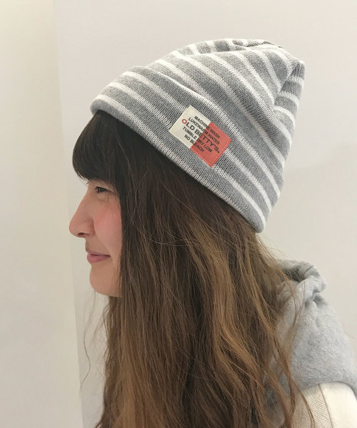 OLD BETTY'S(オールドベティーズ)の「Border Pattern Watch Cap/ボーダー パターン ワッチ キャップ(ニットキャップ/ビーニー・レディース・ブラック/オフホワイト/サックスブルー/イエロー/杢グレー・FREE)」の14枚目の写真