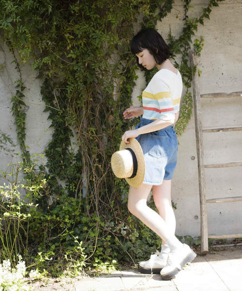 OLIVE des OLIVE（オリーブデオリーブ）の「《WEARISTA みくぴよ＊さん着用》ベイカーショートパンツ（デニムパンツ・レディース・ピンク/サックスブルー/ブルー系その他・FREE）」の10枚目の写真